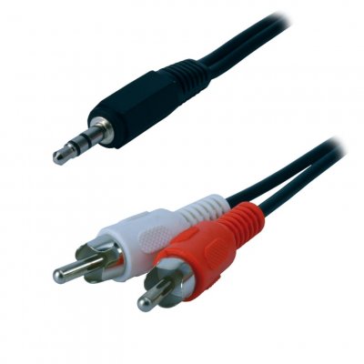 MCL C&acirc;ble audio st&eacute;r&eacute;o 2 x rca m&acirc;le jack 3.5 m&acirc;le - 1.5m MC720-1.5M