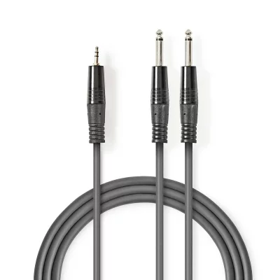 NEDIS C&acirc;ble audio st&eacute;r&eacute;o 2x 6,35 mm m&acirc;les - 3,5 mm m&acirc;le 3,0 m gris