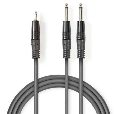 NEDIS C&acirc;ble audio st&eacute;r&eacute;o 2x 6,35 mm m&acirc;les - 3,5 mm m&acirc;le 5,0 m gris