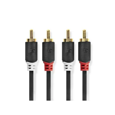 NEDIS C&acirc;ble audio st&eacute;r&eacute;o 2x rca male 2x rca male plaqu&eacute; or 10.0 m r  - cabw24200at100