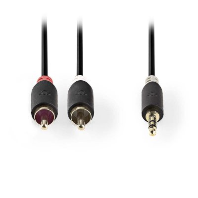 NEDIS C&acirc;ble audio st&eacute;r&eacute;o 3,5 mm m&acirc;le - 2x rca m&acirc;les 3,0 m anthracite