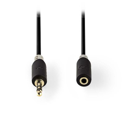 NEDIS C&acirc;ble audio st&eacute;r&eacute;o 3,5 mm m&acirc;le - 3,5 mm femelle 2,0 m anthracite
