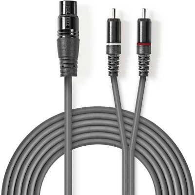 NEDIS C&acirc;ble audio xlr xlr femelle &agrave; 3 broches - 2x rca m&acirc;les 1,5 m gris