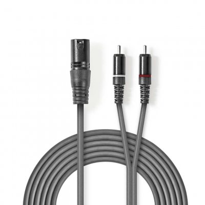 NEDIS C&acirc;ble audio xlr xlr m&acirc;le &agrave; 3 broches - 2x rca m&acirc;les 3,0 m gris