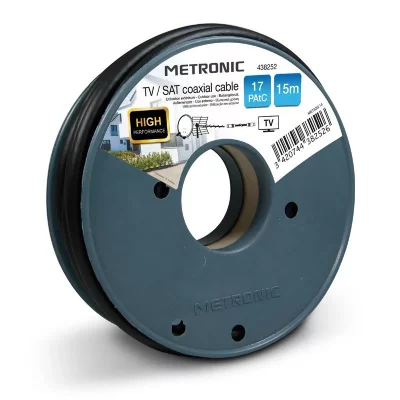 METRONIC C&acirc;ble coaxial TV / SAT  438252 17 PAtC 15m Noir