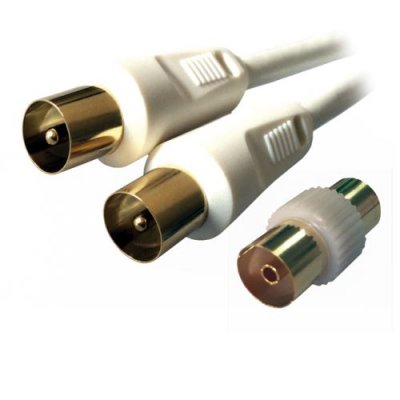 MCL SAMAR C&acirc;ble d'antenne TV 9,5mm m&acirc;le / m&acirc;le 90 dB HQ + adapt - 3m 