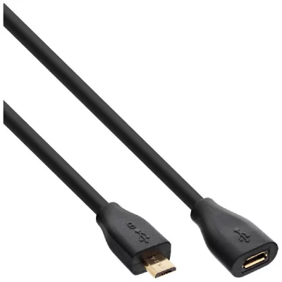INLINE C&acirc;ble d'extension &reg; micro-usb, usb 2.0 micro-b m / f, noir / or, 5 m