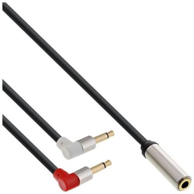 INLINE C&acirc;ble de casque d'&eacute;coute pour casque Slim Audio Plane, 2x 3,5 mm M &agrave; 3,5 mm F 3 broches, 1 m
