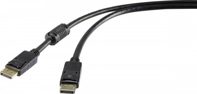 RENKFORCE C&acirc;ble DisplayPort  - 3m - Noir - Moul&eacute; - Support 4K