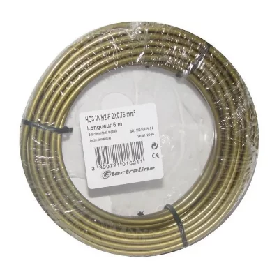 ELECTRALINE C&acirc;ble &eacute;lectrique 2 X 0.75 mm&sup2; h03vvh2-f, en couronne de 5M or