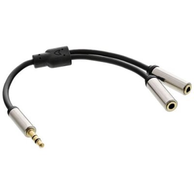 INLINE C&acirc;ble en Y Slim Audio &reg; de 3,5 mm M &agrave; 2x F, 0,15 m