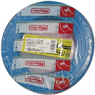 ELECTRALINE C&acirc;ble H07VU 1.5mm&sup2; 100m bleu 