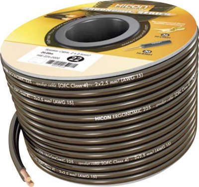 HICON C&acirc;ble haut-parleur Ergonomic  HIE-225-2000 2 x 2.50 mm&sup2; noir 20 m