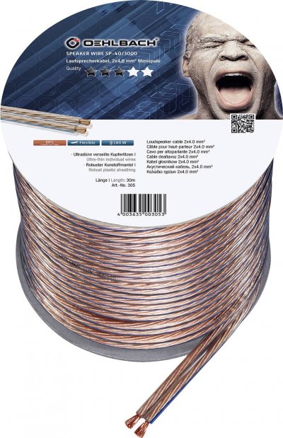 OEHLBACH C&acirc;ble haut-parleur  305 2 x 4.00 mm&sup2; transparent 30 m