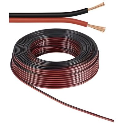 GOOBAY C&acirc;ble haut-parleur rouge / noir cu 10 m rolll, diam&egrave;tre 2x0,5 mm&sup2;