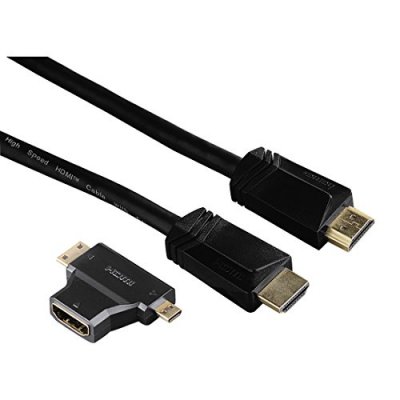 HAMA C&acirc;ble hdmi grde vit., conn. M&acirc;le - m&acirc;le, ethernet, 1,5m + adap. Hdmi