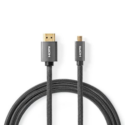 NEDIS C&acirc;ble HDMI Haute Vitesse avec ethernet CVTB34700GY20 Gris M&eacute;tal Gun / Anthracite