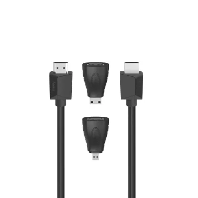 HAMA C&acirc;ble hdmi hte vit., ultra-hd 4k, ethernet, 1,50m + 2 adaptat. Hdmi