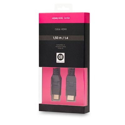 D2 DIFFUSION C&acirc;ble hdmi m&acirc;le/m&acirc;le - 1m50 noir inclinable &agrave; 180&deg;