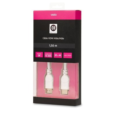 D2 DIFFUSION C&acirc;ble HDMI m&acirc;le/m&acirc;le  - 1,5m - blanc