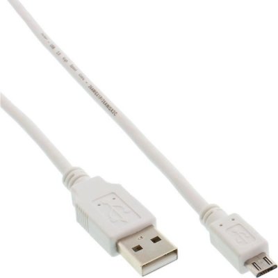 INLINE C&acirc;ble &reg; micro usb 2.0 usb type a &agrave; micro-b m&acirc;le blanc 5 m