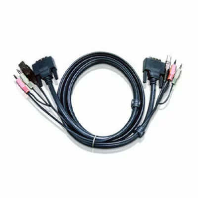 ATEN C&acirc;ble kvm dvi  2l-7d03u usb/audio 3m