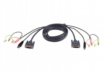 ATEN C&acirc;ble kvm dvi  2l-7d05u usb/audio 5m