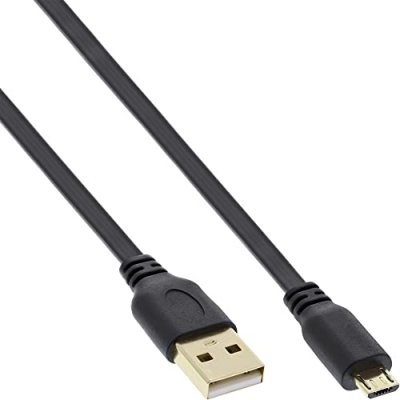 INLINE C&acirc;ble plat &reg; micro usb 2.0 usb a &agrave; micro-b noir / or 0,3 m