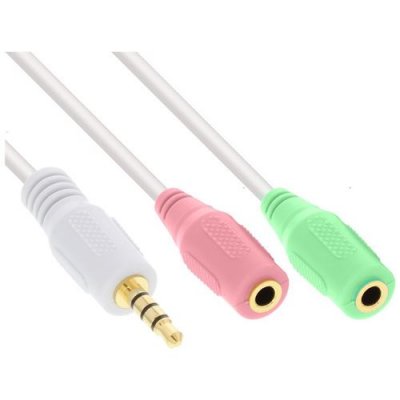 INLINE C&acirc;ble pour casque audio 3.5mm m&acirc;le 4 broches &agrave; 2x 3.5mm 1m