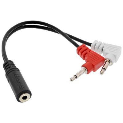 INLINE C&acirc;ble pour casque d'&eacute;coute audio &reg; audio, 2x 3,5 mm m &agrave; 3,5 mm f 3 broches, 0,15 m