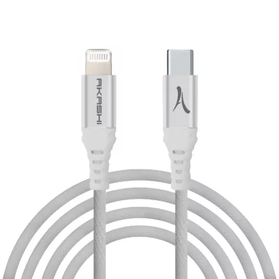 AKASHI Cable Renforce Usb Type-C Vers Lightning Mfi Apple- Blanc
