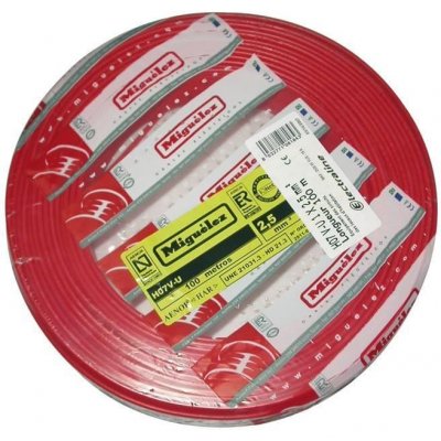 ELECTRALINE C&acirc;ble rigide HO7VU -  - 1x2.5 mm&sup2; - Longueur 100 m - Couleur rouge - Monoconducteur 