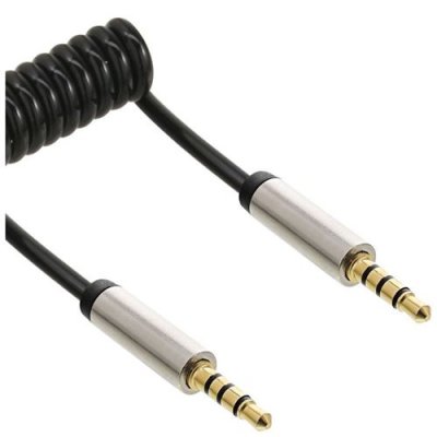 INLINE C&acirc;ble spiral audio Slim Audio 3.5 mm m&acirc;le &agrave; m&acirc;le 4 broches st&eacute;r&eacute;o 2 m