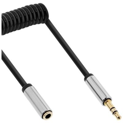 INLINE C&acirc;ble spiral&eacute; Slim Audio 3,5 mm M / F, 4 broches, St&eacute;r&eacute;o, 2 m