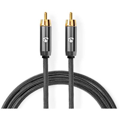NEDIS C&acirc;ble subwoofer rca m&acirc;le vers rca m&acirc;le gris m&eacute;tal c&acirc;ble tress&eacute;