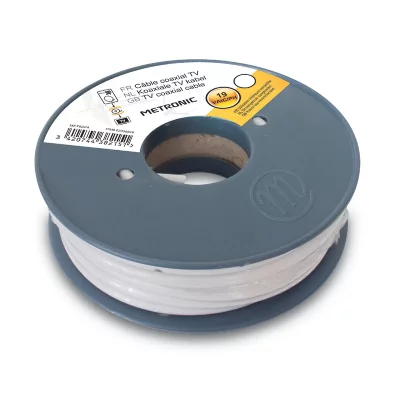 METRONIC C&acirc;ble TV coaxial bobine 19 VATC 25 m - blanc - Noir
