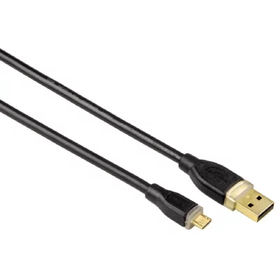 HAMA C&acirc;ble usb a m&acirc;le - micro usb m&acirc;le, 2.0, plaqu&eacute; or, blind&eacute;, 0,75m, noir