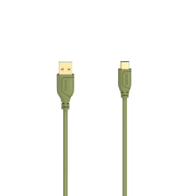HAMA C&acirc;ble USB-C Flexi-Slim, USB 2.0, 480 Mbit/s, Turtle Green, 0,75 m