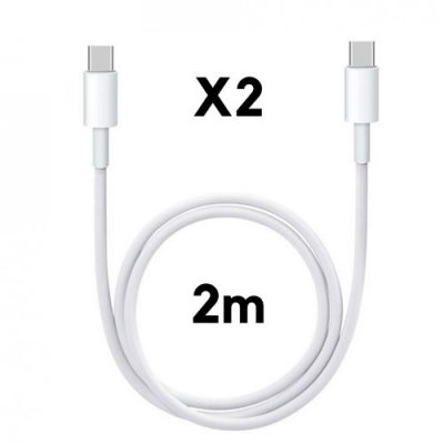 PHONILLICO Cable USB-C USB-C 2m pour iPad Pro / iPad Air 4 [LOT 2]