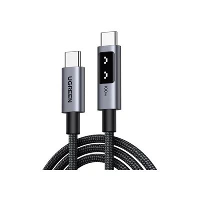 UGREEN C&acirc;ble USB-C vers USB-C 1 m 100W PD 3.0 tress&eacute; gunmetal