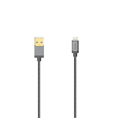 HAMA C&acirc;ble USB pr iPhone/iPad av. connect. Lightning, USB 2.0, m&eacute;tal, 0,75m