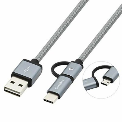 COOLBOX C&acirc;ble USB vers Micro USB et USB C  COO-CAB-U2MC - Gris