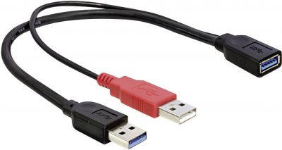 DELOCK Cable usb Y-Anschl USB3.0 a - 2x a Bu/St 0,30m (83176) - 