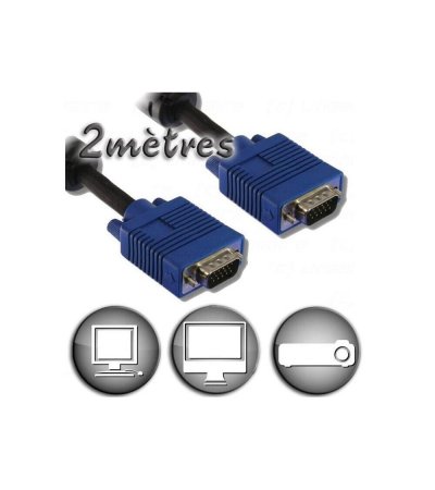 LINEAIRE C&acirc;ble VGA HD15 M&acirc;le  2m Noir 