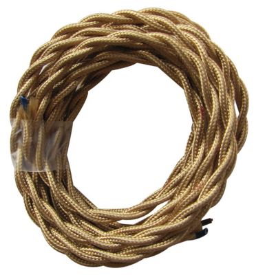 C&acirc;bles torsad&eacute;s en tissu pour &eacute;clairage d&eacute;co 073930 or 3 m