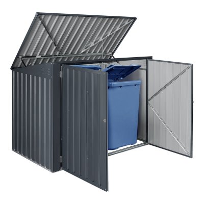 [EN.CASA] Cache poubelle Grebin avec toit rabattable pour 2 poubelles 173x101x131 cm