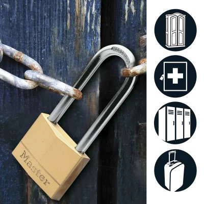 MASTER LOCK Cadenas &agrave; cl&eacute; anse longue laiton 30mm anse d.5xh.64mm 4 goupilles