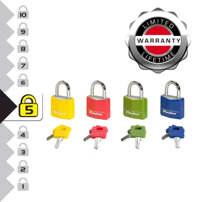 MASTER LOCK Cadenas &Agrave; Cl&eacute; Avec Protection En Vinyle Color&eacute; 9141eurd