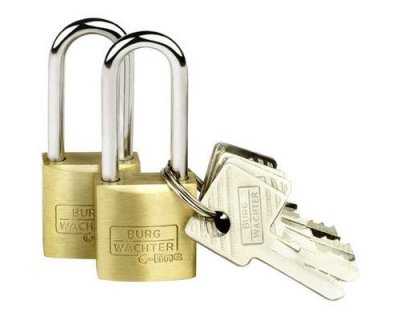 BURG-WÄCHTER Cadenas avec serrure &agrave; cl&eacute; 2er Set Duo 222 20 26 SB laiton