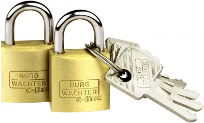 BURG WACHTER Cadenas avec serrure &agrave; cl&eacute; Burg W&auml;chter 2er Set Duo 222 20 SB laiton